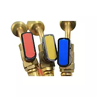 Juego de 3 Mangueras de Carga de Refrigerante con Valvulas de Seguridad, 800 PSI, 180 CM de Longitud, 1/4"-1/4"(Y), 1/4"-1/4"®, 1/4"-1/4"(B) - WIP-MRH-2SV