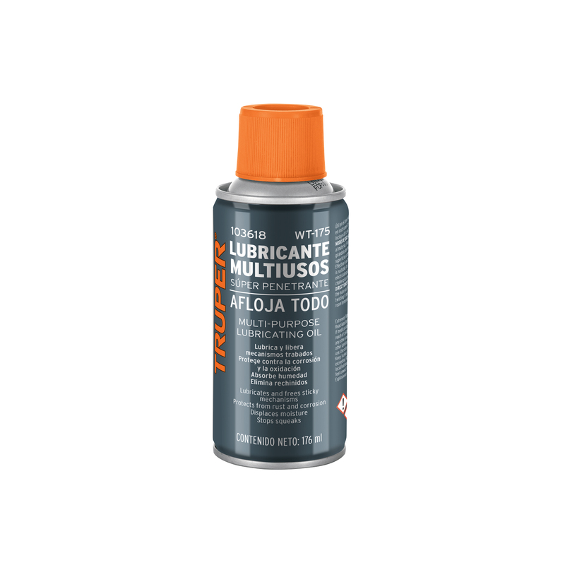 Lubricante multiusos en aerosol, 176ml (6oz), TRUPER, 103618 - WT-175 Lubricante multiusos en aerosol, 176ml (6oz), TRUPER, 103618 - WT-175