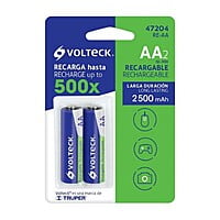 Blíster con 2 pilas AA recargables larga duración, 2500 mAh - RE-AA / 47204