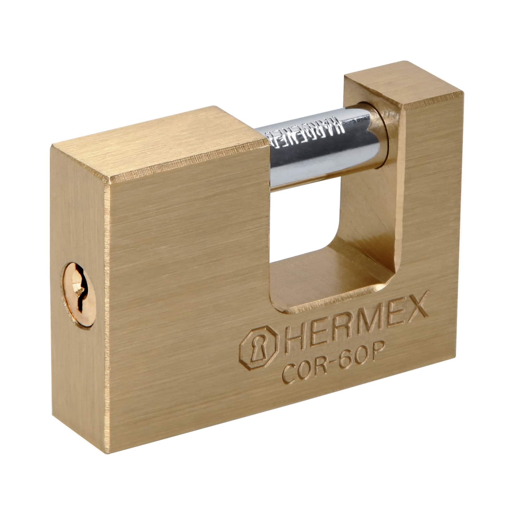 Candado antipalanca 60 mm cuerpo de latón, HERMEX BASIC - COR-60P / 22518 Candado antipalanca 60 mm cuerpo de latón, HERMEX BASIC - COR-60P / 22518