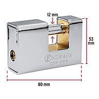 Candado antipalanca, 80mm, blindado, llave tetra - COR-80X / 43373 Candado antipalanca, 80mm, blindado, llave tetra - COR-80X / 43373