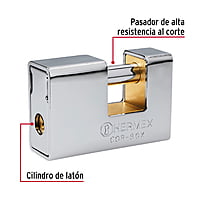 Candado antipalanca, 80mm, blindado, llave tetra - COR-80X / 43373 Candado antipalanca, 80mm, blindado, llave tetra - COR-80X / 43373