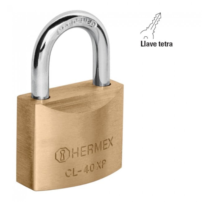 Candado de latón, 40mm, llave tetra, blister, Hermex Basic - CL-40XP / 23510 Candado de latón, 40mm, llave tetra, blister, Hermex Basic - CL-40XP / 23510