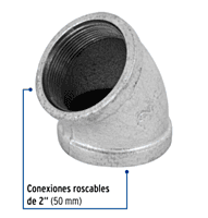 Codo 45°, acero galvanizado, 2' - CG-866 / 48754 Codo 45°, acero galvanizado, 2' - CG-866 / 48754