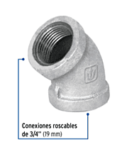 Codo 45°, acero galvanizado, 3/4' - CG-862 / 47540