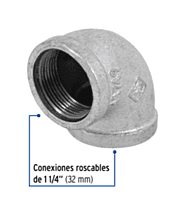 Codo 90°, acero galvanizado, 1-1/4' - CG-504 / 48749 Codo 90°, acero galvanizado, 1-1/4' - CG-504 / 48749
