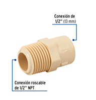 Conector macho de CPVC 1/2' - CPVC-611 / 45098