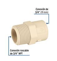 Conector macho de CPVC 3/4' - CPVC-612 / 45099