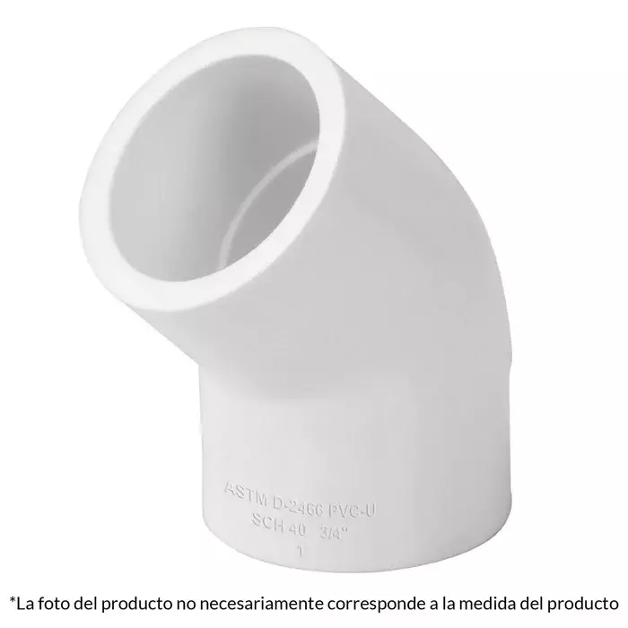 Codo de PVC, 1/2 Pulgada, 45° Grados - CODPVC1/2-45