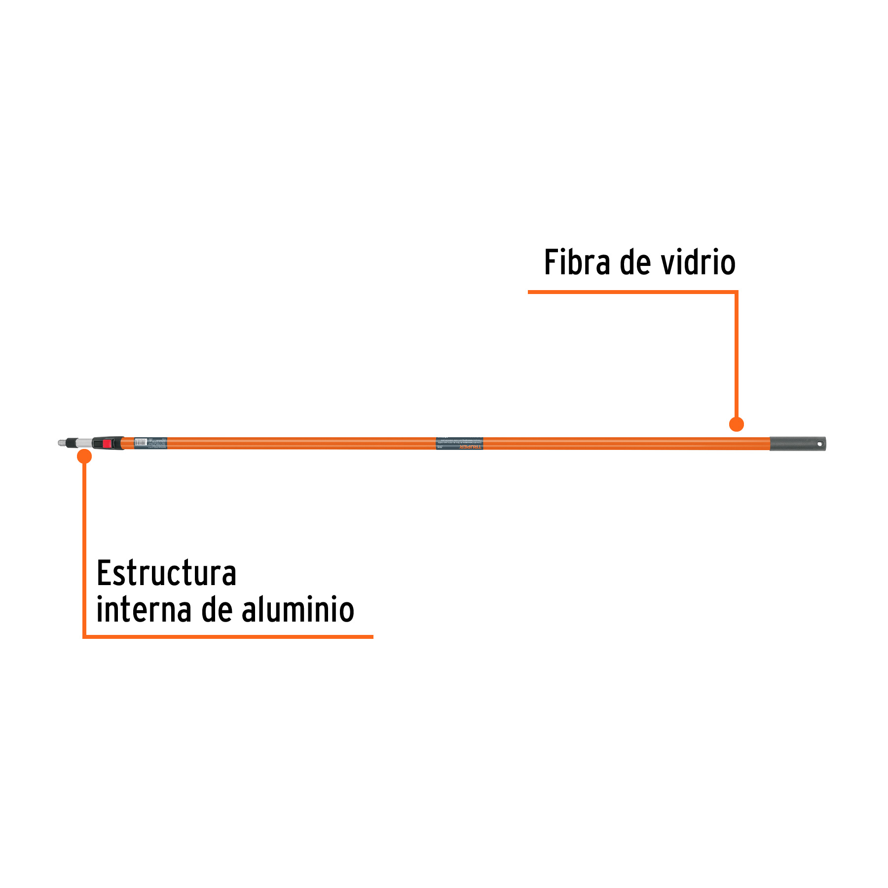 Extensión de fibra de vidrio para rodillo, 3.6 m - EXTF-36 / 10546 Extensión de fibra de vidrio para rodillo, 3.6 m - EXTF-36 / 10546