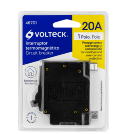 Interruptor termomagnético 1 polo 20 A, Volteck - IT-120 / 46701