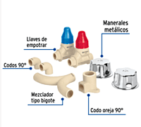 KIT de conexiones y válvulas CPVC para instalación regadera - CPVC-KIT / 46033