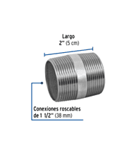 Niple, acero galvanizado, 1-1/2 x 2', cedula 40 - CG-436 / 48835
