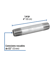Niple, acero galvanizado, 1/2' x 4', cédula 40 - CG-403 / 47518