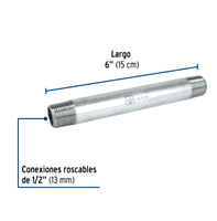 Niple, acero galvanizado, 1/2' x 6', cédula 40 - CG-404 / 47519