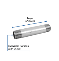 Niple, acero galvanizado, 1' x 6', cédula 40 - CG-419 / 47534