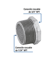 Reducción bushing, acero galvanizado, 1-1/4 x 3/4' - CG-235 / 48775 Reducción bushing, acero galvanizado, 1-1/4 x 3/4' - CG-235 / 48775