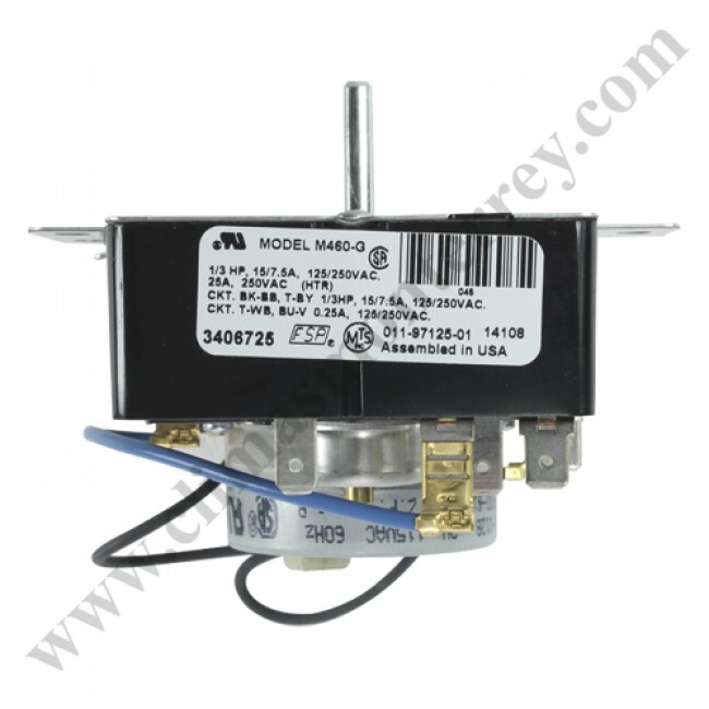 Timer De 2 Ciclos Para Secadora, 1/3Hp, 15/7.5A, 125/250Vac, 25A, 250Vac (Htr) / Ckt.Bk-Bb, T-By 1/3Hp, 15/7.5A, 125/250Vac / Ckt.T-Wb, Bu-V 0.25A, 125/250-Vac - 3406725 Timer De 2 Ciclos Para Secadora, 1/3Hp, 15/7.5A, 125/250Vac, 25A, 250Vac (Htr) / Ckt.Bk-Bb, T-By 1/3Hp, 15/7.5A, 125/250Vac / Ckt.T-Wb, Bu-V 0.25A, 125/250-Vac - 3406725