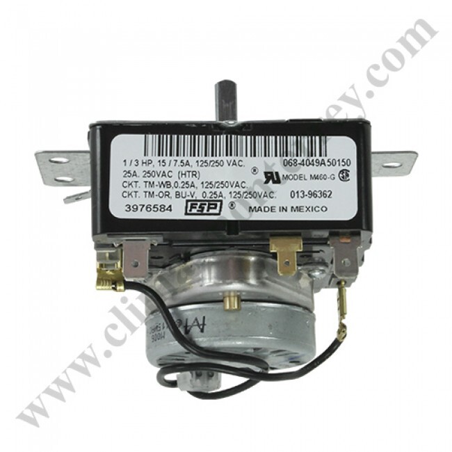 Timer De 4 Ciclos Para Secadora, 1/3Hp, 15/7.5A, 125/250Vac / 25A, 250Vac (Htr) / Ckt.Tm-Wb 0.25A, 125/250Vac / Ckt.Tm-Or-Bu-V 0.25A, 125/250Vac - 3976584