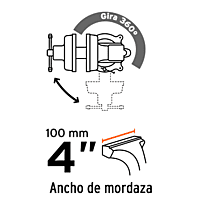 Tornillo de banco tipo Europeo, hierro nodular, 4' - TA-4-L / 100199 Tornillo de banco tipo Europeo, hierro nodular, 4' - TA-4-L / 100199