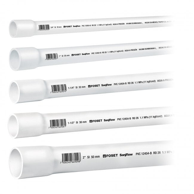 Tubo de 3 m de PVC de 2' hidráulico RD 26, Saniflow - PVC-106 / 40086